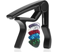 WINGO Professional Capotasto Chitarra Alloy Capo per Chitarra Acustica Elettrica Bass Ukulele con 5 Plettri-Nero.