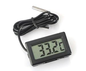 WINGONEER Termometro Digitale LCD Monitor di Temperatura con sonda Esterna per Piccolo Freezer Frigorifero Aquarium - Nero