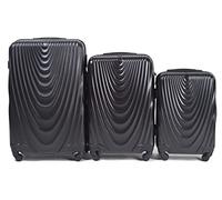 Wings - Borsa da viaggio leggera con ruote e manico telescopico, 3 pezzi, colore: Nero, Nero, 3 SET, valigetta