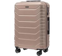 Wings Crake - Valigia grande 28", bagaglio da viaggio per aerei, 4 ruote girevoli al 100% in policarbonato, indistruttibile, dorata, gold, L, valigetta