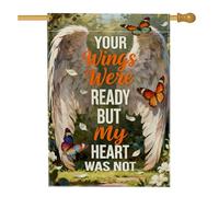 Wings House Flag, Inspirational Nature Butterfly Leaf Spring Orange juta double face Front Portico Bandiere decorative per esterni, prato, cortile, patio, ingresso, 71 x 101 cm