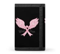 Wings of Hope - Portafogli a tre ante per la sensibilizzazione sul cancro al seno, con porta carte di credito, 8 scomparti, portachiavi, finestra per foto, per uomini e donne, Stile 44., Taglia unica