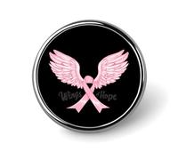 Wings Of Hope, spilla rotonda per la sensibilizzazione sul cancro al seno, spilla da bavero per cravatta, abiti, accessori per matrimoni e compleanni, per uomini e donne, Circular, Metallo