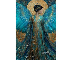 Wings of Light Journal: A Magical Writing Notebook with a Realistic Angel in Blue, Gold, and Turquoise