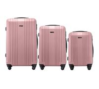 Wings - Valigetta da viaggio leggera con ruote e serratura, Colore: rosa., Set 3, valigetta