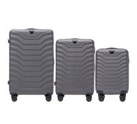 Wings Valigia da viaggio rigida ultraleggera con ruote e cerniera per aereo, Grigio scuro, 3 SET, valigetta