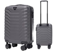 Wings Valigia da viaggio rigida ultraleggera con ruote e cerniera per aereo, Grigio scuro, XS, valigetta