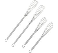 Wingsflying Confezione da 4 mini fruste da cucina in filo metallico, piccole fruste per salsa di sugo e salsa, color argento, 2 pezzi da 12,7 cm e 17,8 cm
