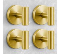 WingWider Ganci per doccia interna, ganci per asciugamani rimovibili e riutilizzabili, senza fori, per bagno, resistenti ganci a ventosa per finestre in vetro, confezione da 4 (oro)