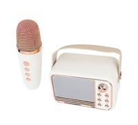 WINH Macchina per karaoke, Chiara a lunga durata di vivente piccolo microfono portatile scheda di supporto portatile per microfono esterno per viaggiare (bianca)