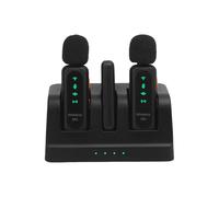 WINH Mini microfono lavalier wireless con riduzione intelligente del rumore, costruzione stabile e robusta per la registrazione di podcast con testa a condensatore elettronico (2 microfoni con 1