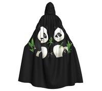 WINHGA Baby panda mangiare bambù stampe adulto Halloween giacca con cappuccio mantello lungo partito mantello adatto per uomini e donne