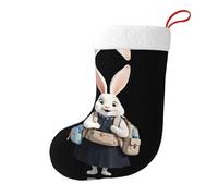 Winhga Calzini natalizi stampati su entrambi i lati con coniglio nello zainetto per decorazioni interne per feste di grande capacità