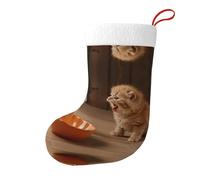 Winhga Calzini natalizi stampati su entrambi i lati con due gattini per decorazioni interne per feste di grande capacità