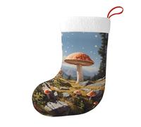 Winhga Calzini natalizi stampati su entrambi i lati con funghi sulla collina per decorazioni interne di grande capacità per feste di vacanza