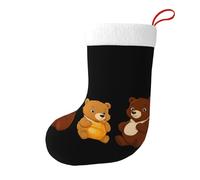 Winhga Calzini natalizi stampati su entrambi i lati con tre piccoli orsetti che mangiano miele per decorazioni interne per feste di grande capacità