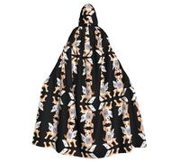 WINHGA Cucciolo lettura giornale stampe adulto Halloween giacca con cappuccio mantello lungo partito mantello adatto per uomini e donne