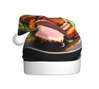 WINHGA Deliziosa carne alla griglia Stampe Cappelli di Natale peluche da uomo e da donna, tappi per feste di Capodanno per adulti