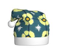 WINHGA Fiori verdi griglia Stampe Cappelli di Natale peluche da uomo e da donna, tappi per feste di Capodanno per adulti