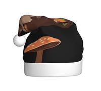 WINHGA Funghi sotto l'albero dei funghi Stampe Cappelli di Natale della peluche degli uomini e delle donne, cappelli di festa di Capodanno per adulti
