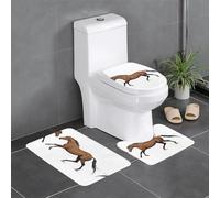 WINHGA Galloping War Horse Prints - Set di 3 tappetini da bagno antiscivolo, 61 x 40,6 cm, rettangolari, a forma di U e ovali, per WC, toeletta e bagno