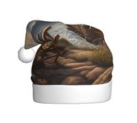 WINHGA Guardando fuori al mare Stampe Cappelli di Natale in peluche da uomo e da donna, tappi per feste di Capodanno per adulti