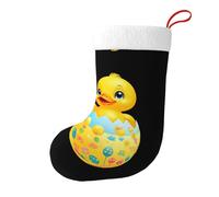 Winhga Little Yellow Duck On The Easter Egg Stampe Calze natalizie stampate su entrambi i lati per decorazioni interne per feste di grande capacità