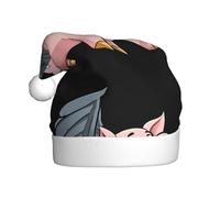 WINHGA Maiale con le ali Stampe Cappelli di Natale della peluche degli uomini e delle donne, cappelli di festa di Capodanno adulti