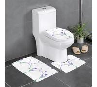 WINHGA Nature Love - Set di 3 tappetini da bagno antiscivolo, 61 x 40,6 cm, rettangolari, a forma di U e ovali, per WC, toeletta e bagno