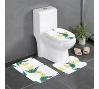 WINHGA Peacock on the Bush Prints - Set di 3 tappetini da bagno antiscivolo, 61 x 40,6 cm, rettangolari, a forma di U e ovali, per WC, toeletta e bagno