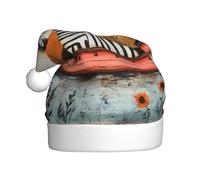 WINHGA Piccola zebra sulla barca Stampe Cappelli di Natale peluche da uomo e da donna, tappi per feste di Capodanno per adulti