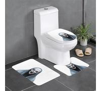 WINHGA The Devil Under The Cloak Prints, set di 3 tappetini antiscivolo da bagno 61 x 40,6 cm, rettangolari, a forma di U e ovali, per WC, toeletta e bagno