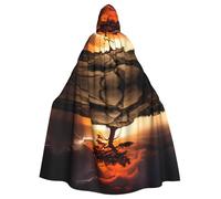 WINHGA Thunder and Lightning Prints - Giacca con cappuccio per Halloween per adulti, mantello lungo da festa, adatto per uomini e donne