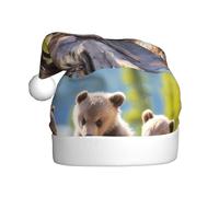 WINHGA Tre orsi che giocano le stampe cappelli di Natale della peluche degli uomini e delle donne, cappelli di festa di festa di Capodanno adulti