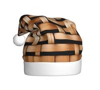 WINHGA Wicker Woven Grid Prints Cappelli di Natale della peluche degli uomini e delle donne, cappucci adulti di festa di festa di Capodanno