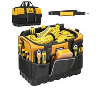 Winhunt - Borsa portautensili con apertura larga, borse per attrezzi da elettricista molto resistenti con base rigida impermeabile, giallo/nero, 40,6 cm