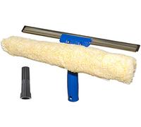 WinHux Lavavetri e Tergivetro 2 in 1 per Asta Telescopica - 35 cm Spazzola Microfibra e Lama in Gomma, Pulizia Vetri Alti, Vetrate, Lucernari - Filettatura ACME
