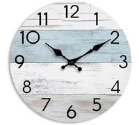 WINIAER Orologio da parete silenzioso, senza ticchettio, in legno, funzionamento a batteria, 47 cm, piccolo stile country retrò rustico e da spiaggia, decorativo per cucina, casa, bagno, camera da
