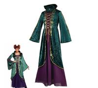Winifred Sanderson Costume da strega | Winifred Sanderson costumi con parrucca | Abito in velluto verde medievale per donne | Halloween Cosplay abito da strega vestito verde uniforme