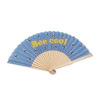 Winkee Bee Cool - Ventaglio divertente con messaggio e supporto per ventagli, pieghevole, in legno e tessuto, idea regalo per donne e amiche, 42,5 x 23 cm