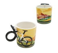 Winkee Coffee Ride - Tazza da tè con bicicletta, 500 ml | Grande tazza da caffè con manico a bicicletta, regalo originale per ciclisti e amanti della bicicletta, accessorio decorativo