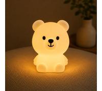 Winkee Mini luce notturna per bambini a forma di orsetto, 7 colori, ricaricabile tramite USB, in silicone senza BPA, idea regalo per la cameretta dei bambini (orso)
