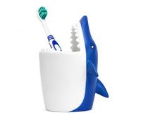 Winkee - Portaspazzolino da denti a forma di animale (squalo) | Per spazzolini da denti elettrici e normali, senza foratura, pratico organizer da bagno per bambini