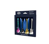 Winkee Rocks,Set di 4 cucchiaini da caffè per chitarre - I fantastici cucchiai in look chitarre elettriche,Cucchiaini multicolor,Cucchiaini per uova,Acciaio inossidabile, compleanno, Pasqua