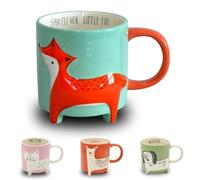 Winkee Tazza con graziosi animali, volpe, dolce tazza per tè e caffè, in formato XXL, da circa 450 ml, regalo per compleanno, primo giorno di scuola, Natale, San Valentino