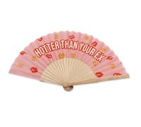 Winkee Ventaglio a mano Hotter Than Your Ex, divertente ventaglio con messaggio e supporto per ventagli, pieghevole, in legno e tessuto, idea regalo per donne e amiche, 42,5 x 23 cm