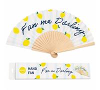 Winkee Ventaglio con messaggio Fan Me Darling grande pieghevole in legno | In tessuto, con porta ventaglio e tracolla regolabile, ideale per estate e festival, 42,5 x 23 cm