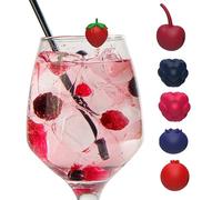 Winkee Wild Berry - Set di 6 marcatori per bicchieri da vino in silicone | Marcatori riutilizzabili a forma di bacche, per bicchieri da vino e bevande, accessori colorati per feste