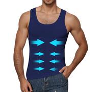 WINKEEY Maglietta Compressione Uomo Canottiera Contenitiva Pancera Contenitiva Uomo Maglia Compressiva Body Shaper Invisibile Snellente Intimo,Navy Blu L