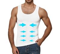 WINKEEY Maglietta Compressione Uomo Canottiera Contenitiva Pancera Contenitiva Uomo Maglia Compressiva Body Shaper Invisibile Snellente Intimo,Bianco L